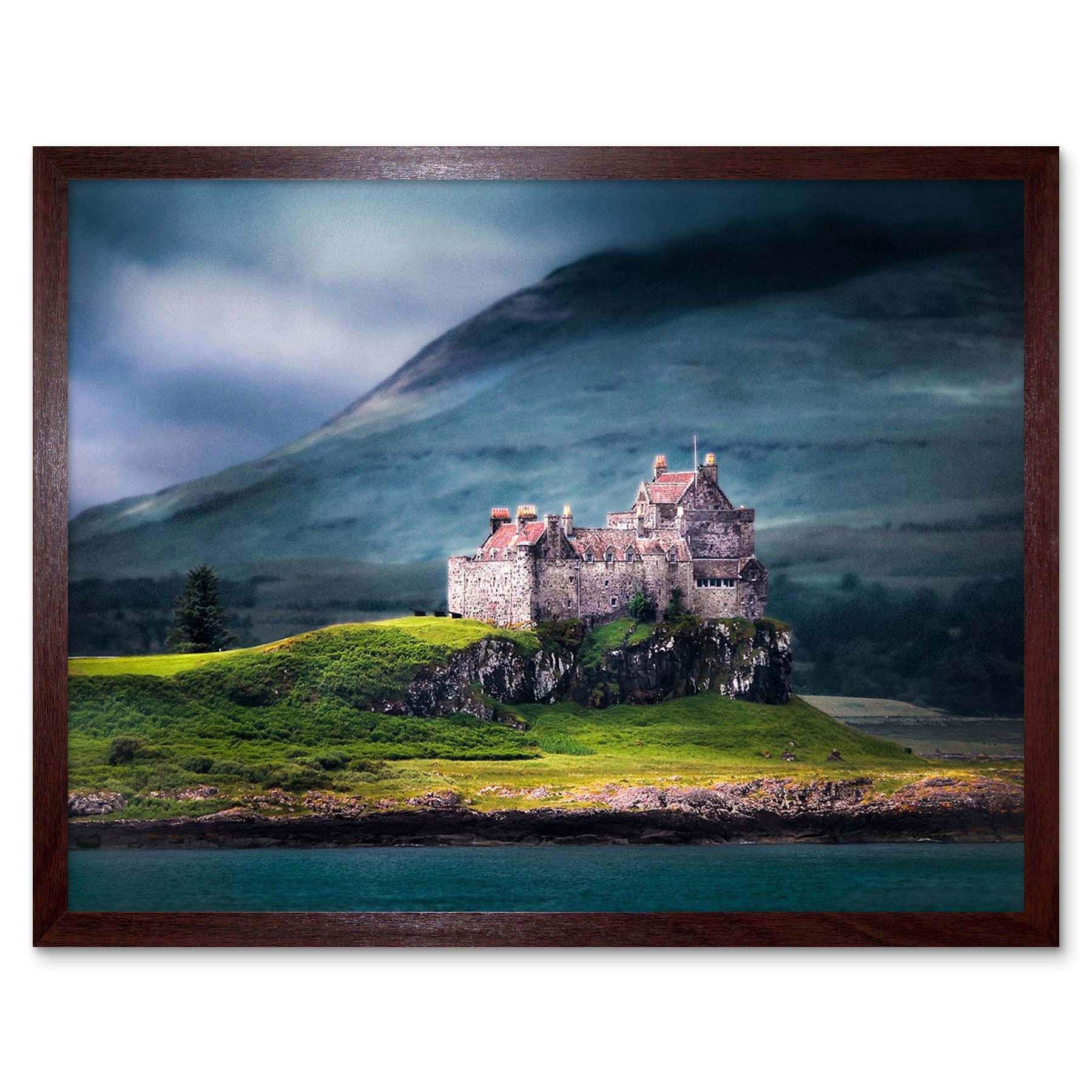 Wee Blue Coo Duart Castle Scotland Isle Mull Art Print Framed Poster Wall Decor 12X16 Inch