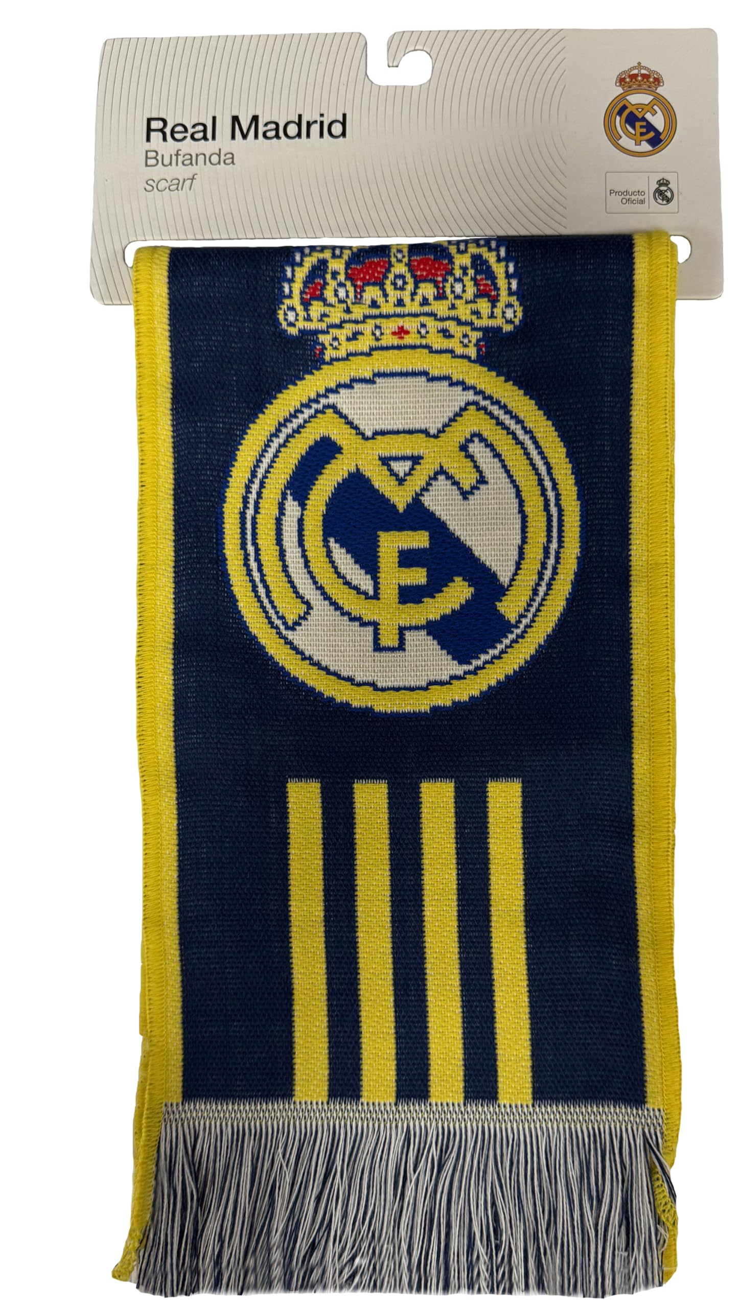 REAL MADRID Prawdziwy szalik - oficjalna kolekcja Liga Football - Rozmiar 140 cm, Niebieski, 140