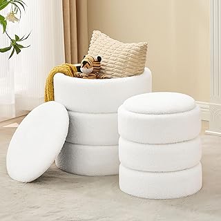 12 Living Room Side Table Ideas for Useful Stylish Accents 48 Round Ottoman with Storage Set of 2, Soft Teddy Velvet Upholstered Foot ...