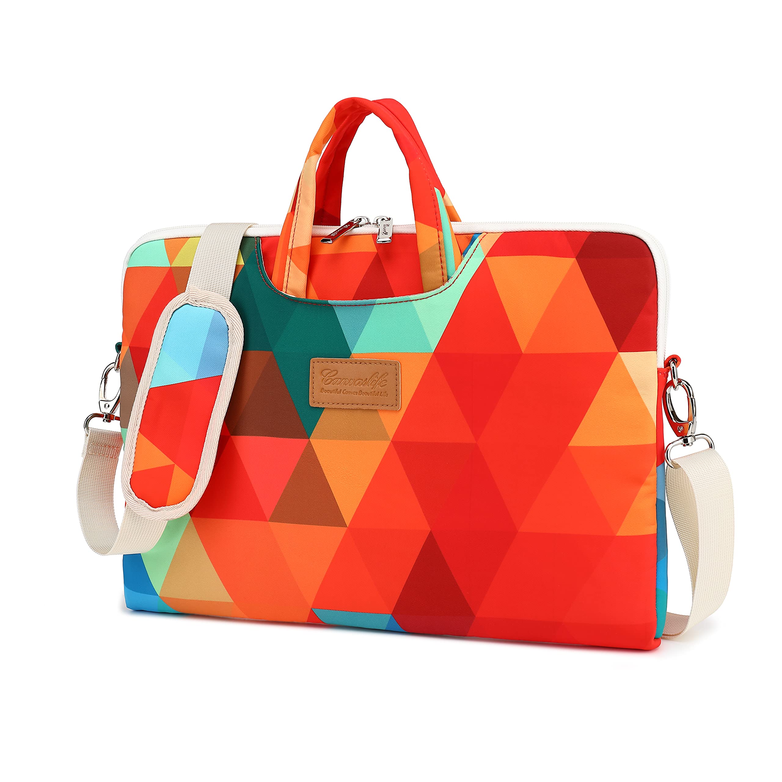 Canvaslife Rainbow Peacock Pattern 15 Inch Waterproof Shoulder Messenger Bag for 14 to 15.6 Inch Laptops and MacBook Pro 15