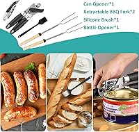 Vista 6 de Juego de utensilios de cocina para camping, accesorios de cocina al aire libre, kit de utensilios de cocina para viajes, caravanas, barbacoas, acero