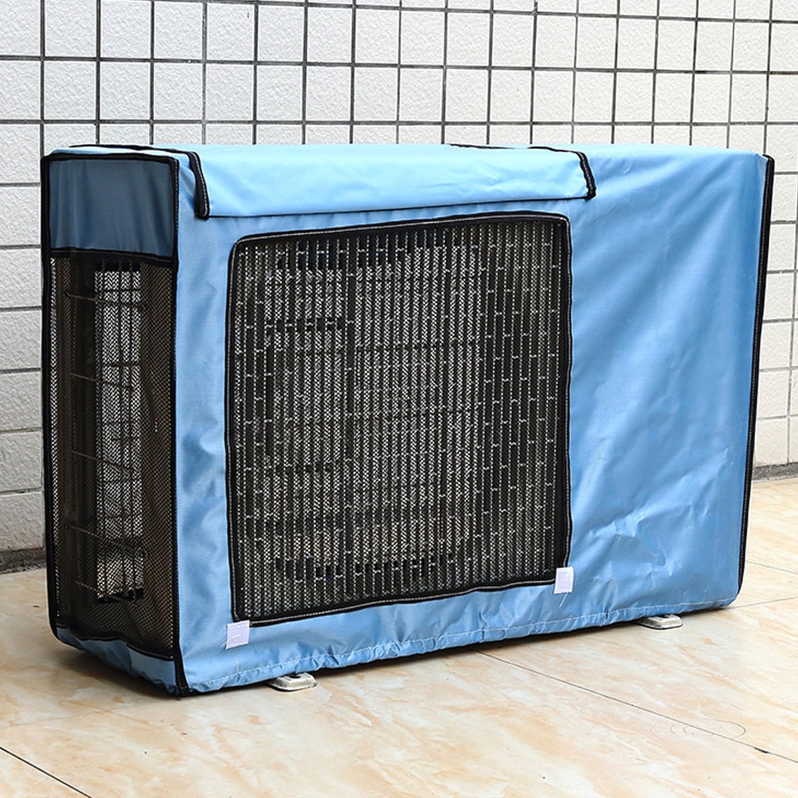 Funda impermeable para aire acondicionado exterior, tela de buey 600D con revestimiento de PVC para una protección completa, se adapta a la mayoría de unidades de aire acondicionado (azul, 32,5 x 55 x