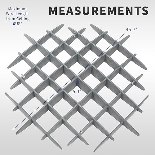 Miniatura 3 de VIVO Panel acústico de gofres de techo, absorbente de sonido colgante hexagonal, lámpara moderna de reducción de ruido, gris oscuro, PP-CW01D