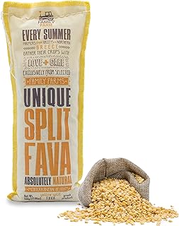 AGRIFARM Dry Yellow Split Fava Peas in Reusable Cotton Bag, All Natural, GMO-Free, Non-Preservatives, GREECE Grown ● Pack ...