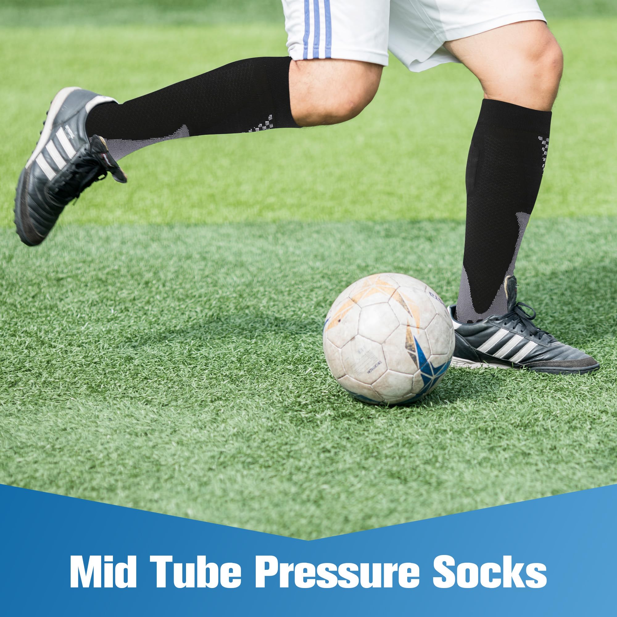 Kompressionsstrümpfe für Herren 2 Paar, Plantarfasziitis Compression Socken, Thrombosestrümpfe, Kompressionssocken Stützstrümpfe für Laufen Sport Flug Reise Radsport Fitness, Größe 38-45