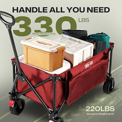 Miniatura 4 de Overmont Carrito plegable con ruedas  Carro plegable resistente con grandes ruedas todo terreno  Capacidad de peso de 330 libras con bolsillos