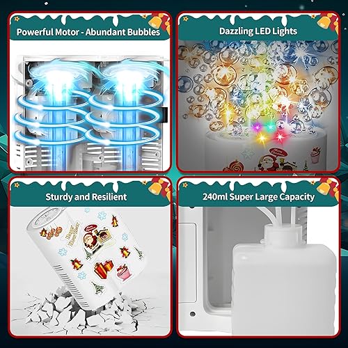 Miniatura 4 de Máquina de burbujas de fuegos artificiales de juguete para niños, máquina automática de burbujas con luces y música, máquina de burbujas eléctrica