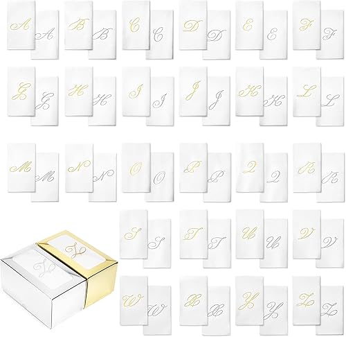 Miniatura 53 de AMERICAN HOMESTEAD - Toallas de mano desechables – Servilletas de invitados con monograma de lámina plateada – Toallas de papel de baño similares al