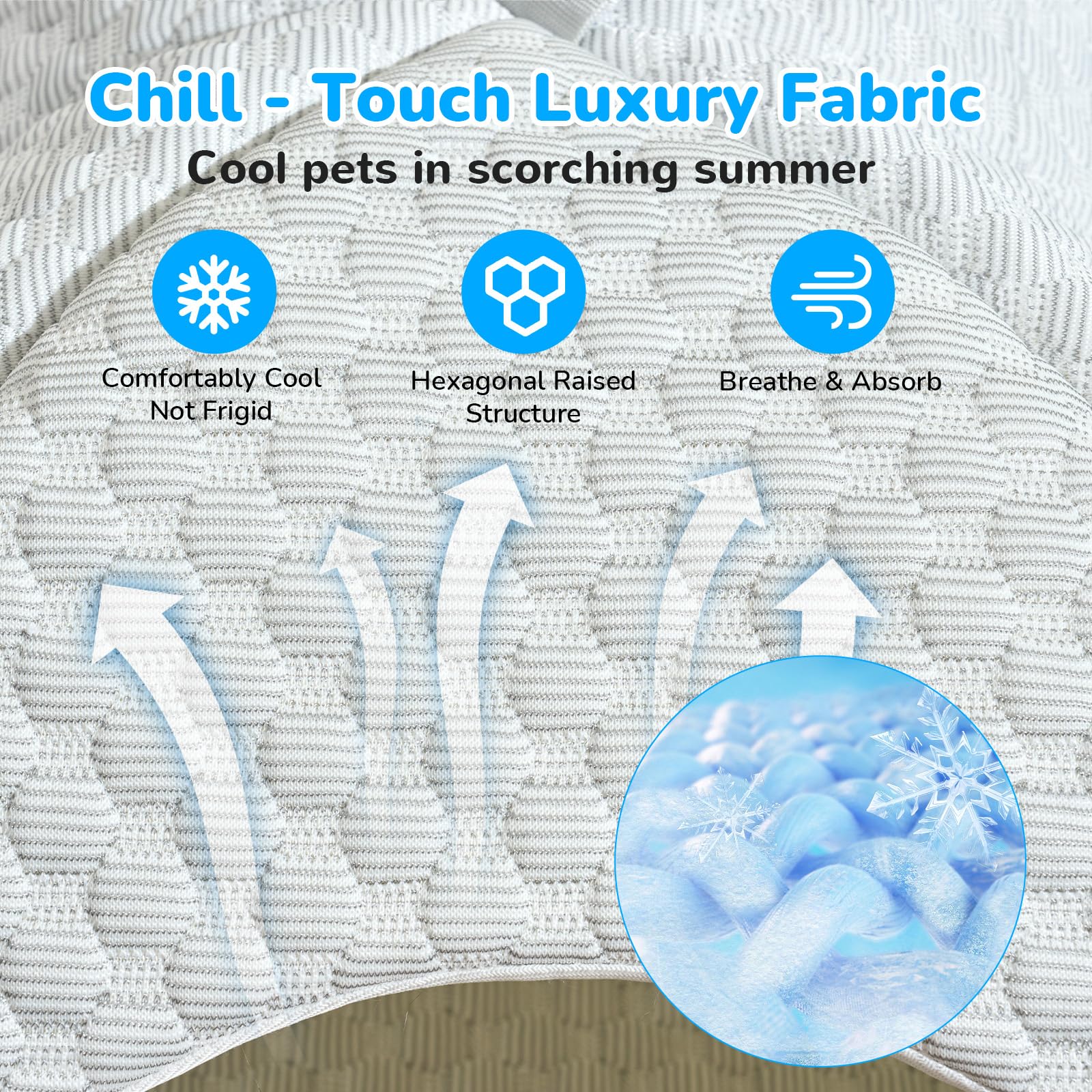 CATISM Niche Rafraîchissante pour Chat | 2 en 1 Lit Rafraichissant Chat d'intérieur Lavable en Machine Pliable avec Tapis Rafraichissant Coussin | Maison pour Chats et Chiot | Blanc Gris