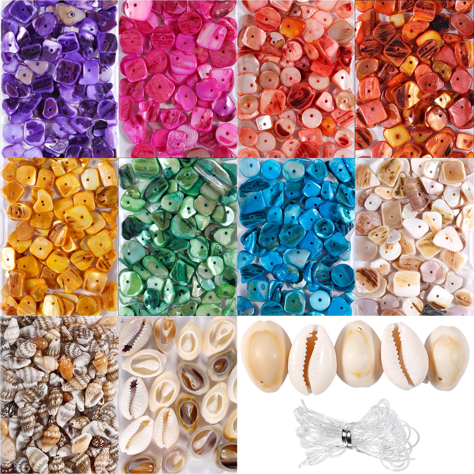 PPCLION Shell Beads Bracelet Making Kit Bracelet and Heart Beads Elastic Threads for Jewelry Necklace Making