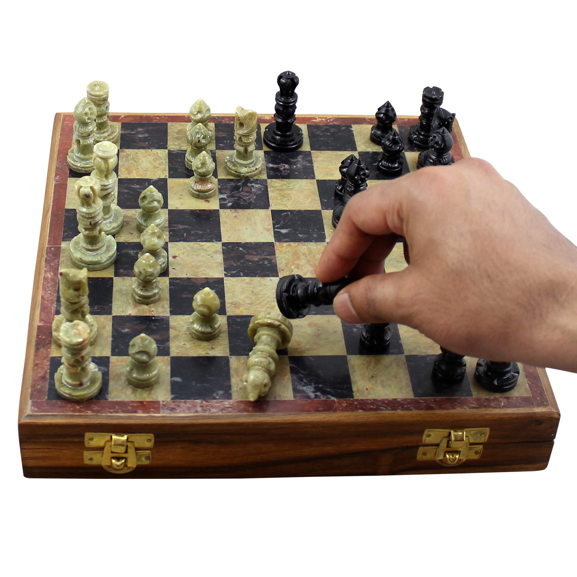 RoyaltyRoute Juegos de Mesa de Estrategia Tradicional de mármol únicos Conjuntos de Piezas de ajedrez y Caja de cartón 30 x 30 cm