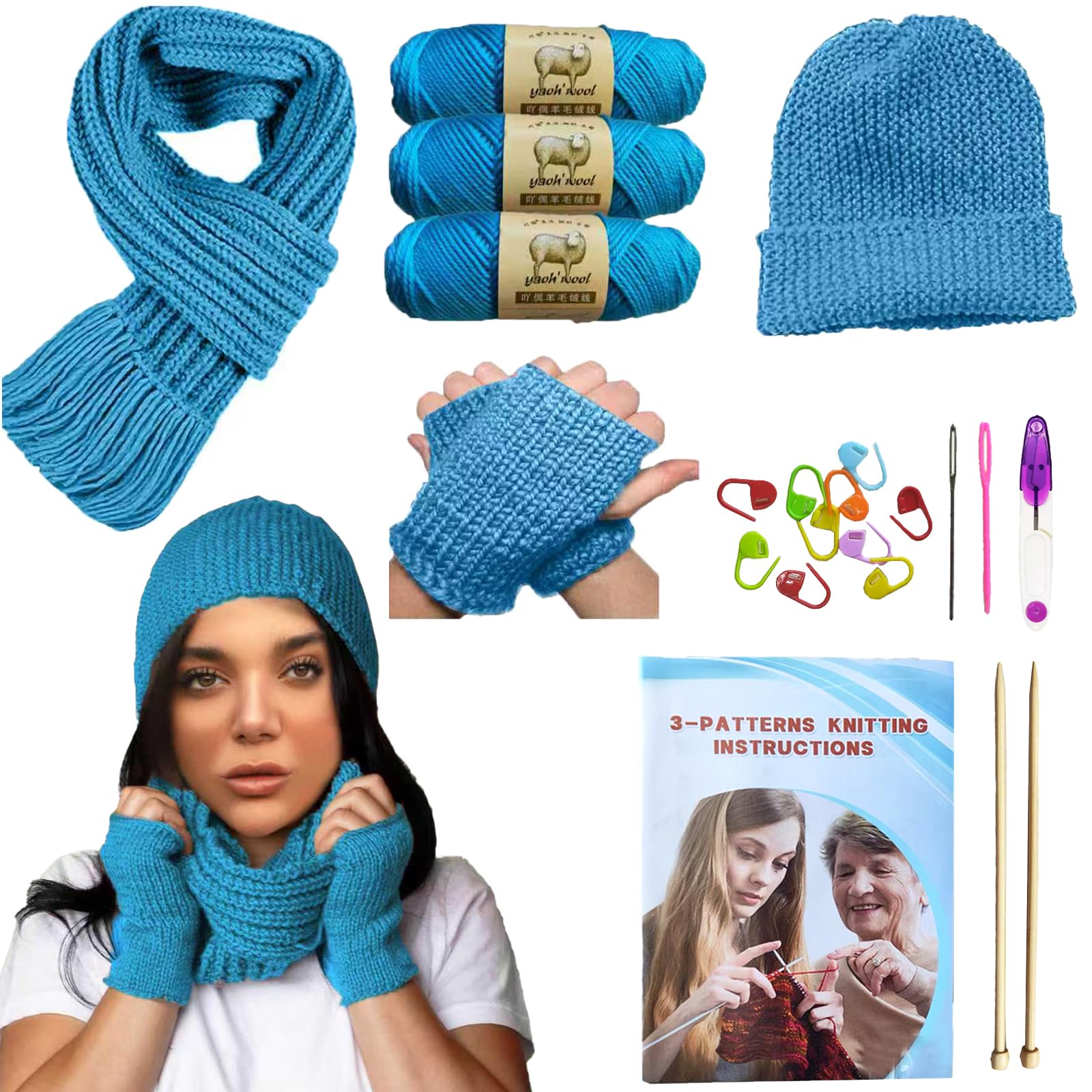 Kaaper Knitting Kit for Beginners Adults, Learn to Knit Starter Kit