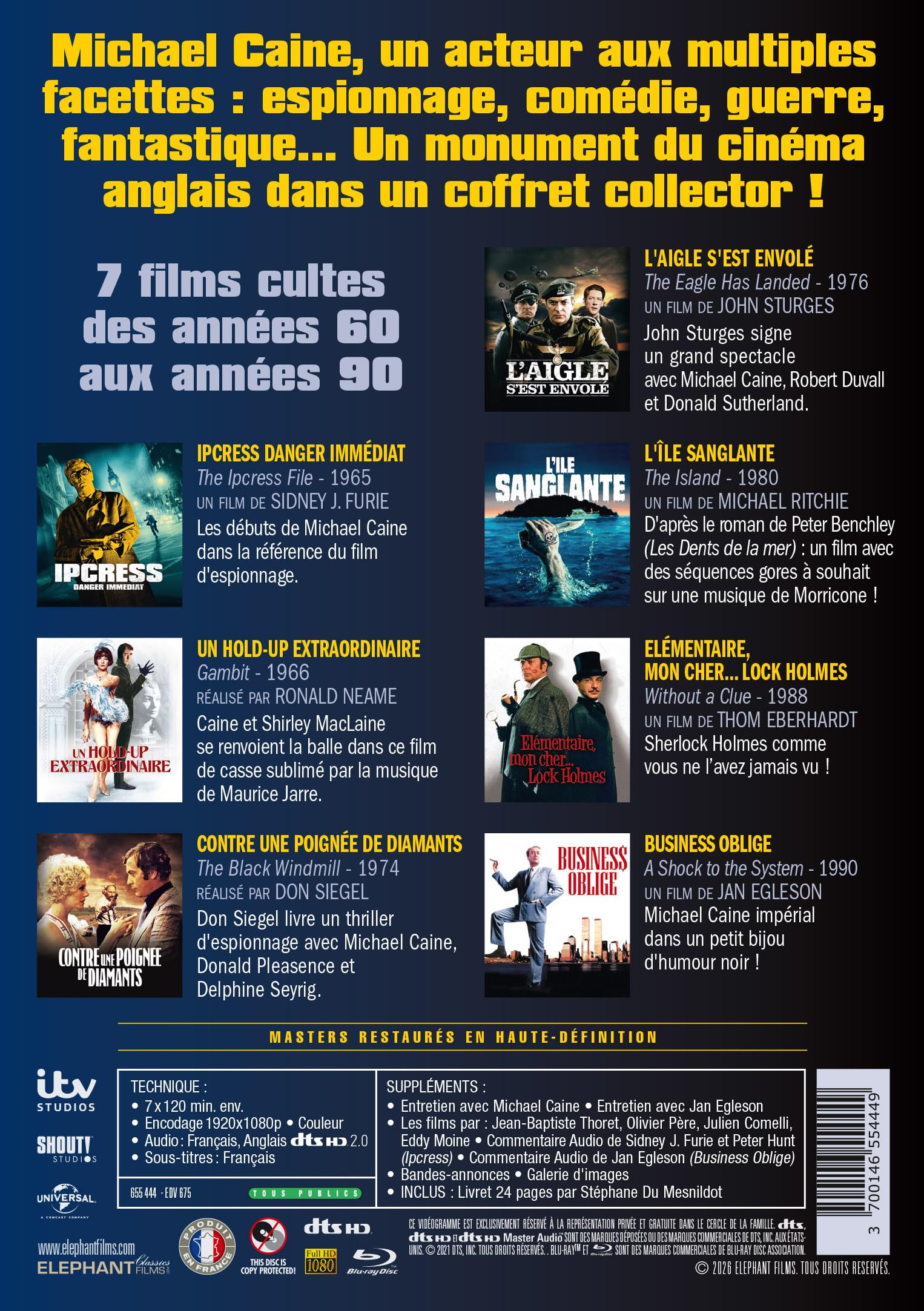 [Elephant Films] Edition officielle française - Michael Caine en 7 films - Coffret 7 Blu-ray + Livret