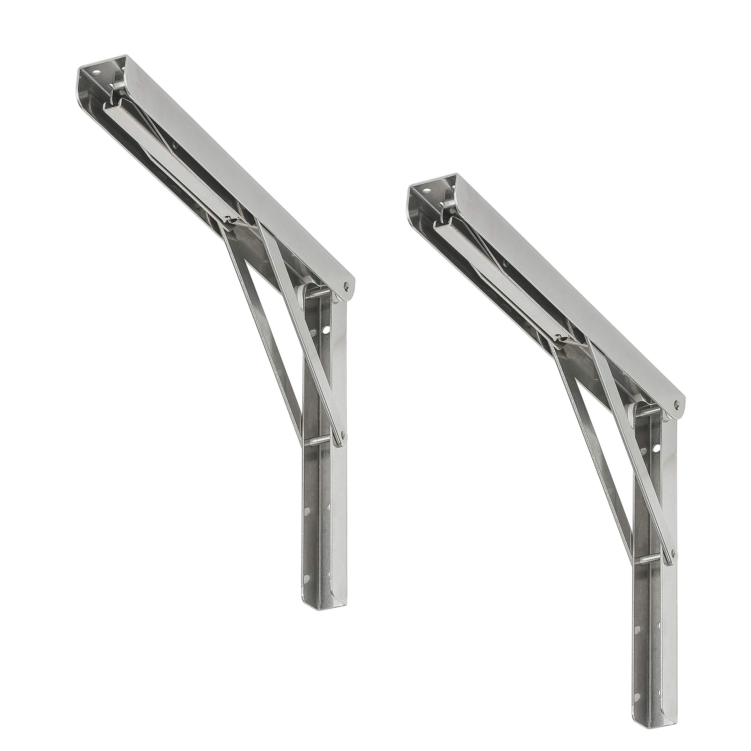 VORMANN Soporte plegable, consola plegable, soporte de estantería Multiline, ajustable, inoxidable, 2 piezas, fabricado en Alemania (400 x 270)