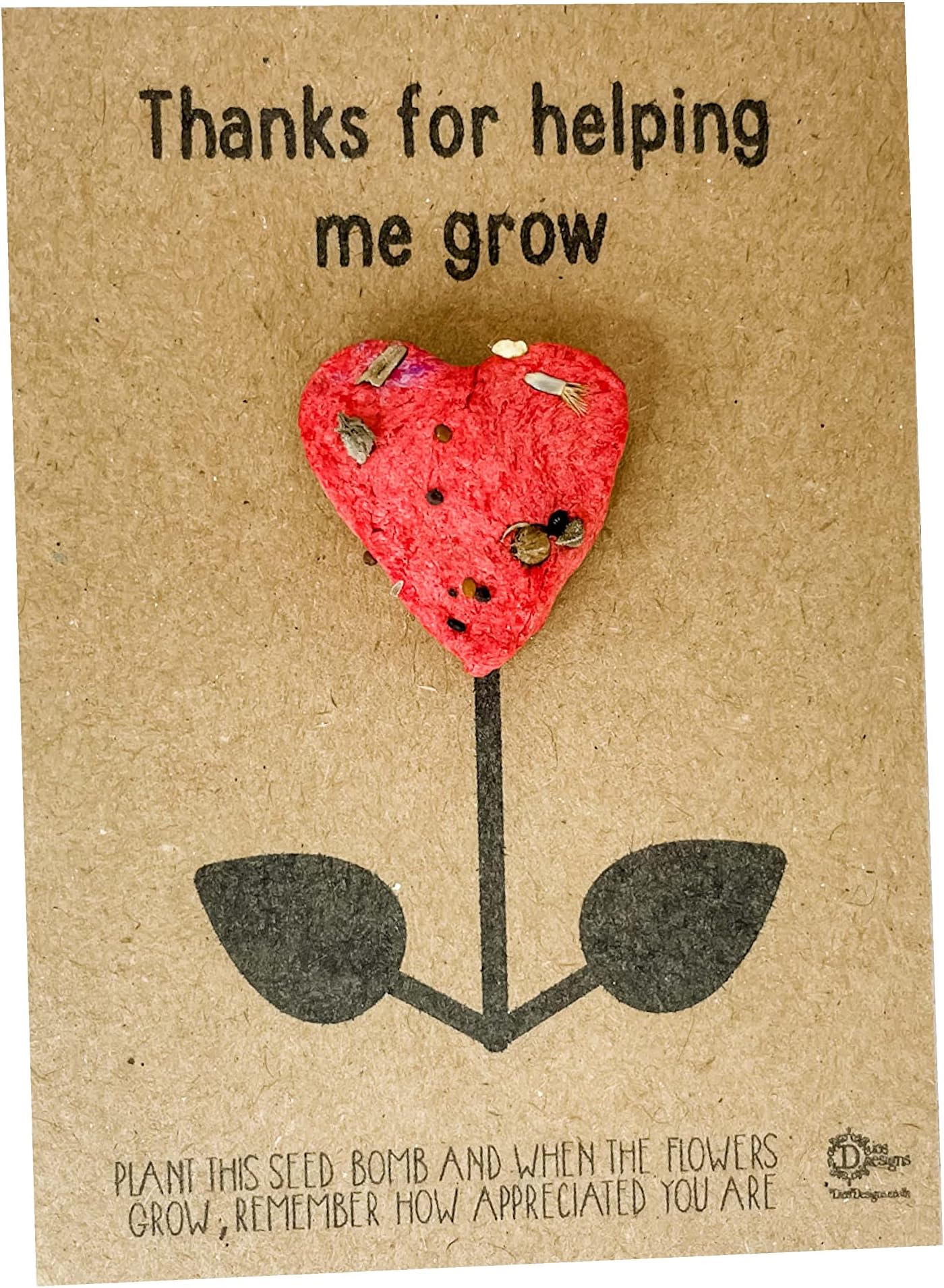 Thanks for helping me grow - Wildflower seed bomb heart shaped - Teacher Gift - DD2375