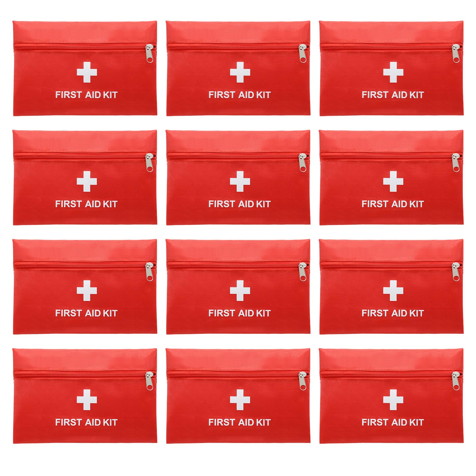 Faylapa 12Pcs Mini Empty First Aid Bag, 9.44x5.90 inches Travel Pouch Bag for Travel, Home, Office, Car, Camping, Outdoor (Bag Only)