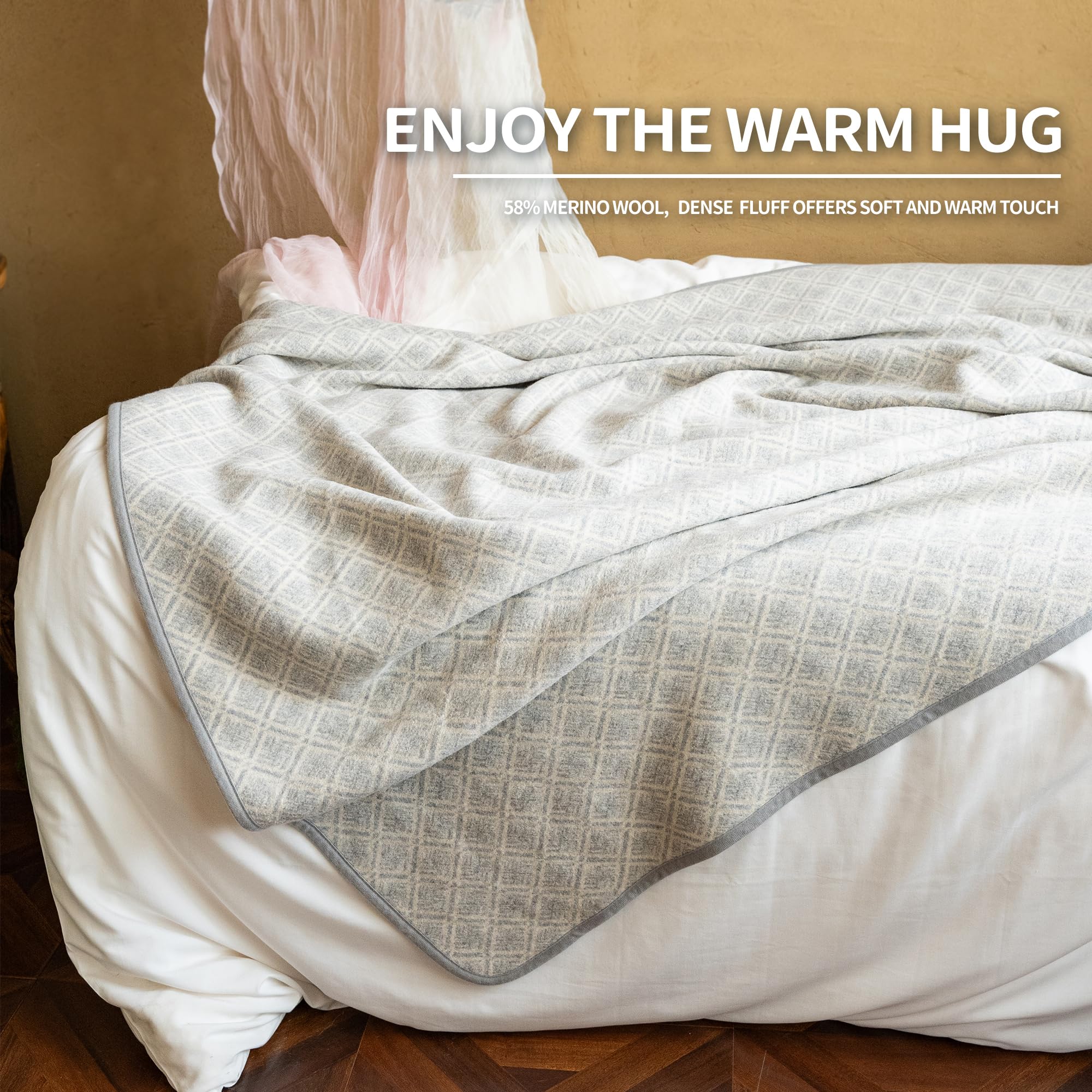 Coperta In Lana Merino 160x220 Cm - Boemia, Per Divano E Campeggio, Nero Carbone - Foto 10