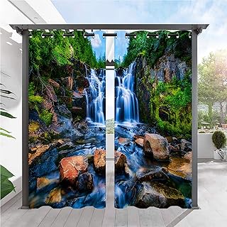 ANHOPE Outdoor Curtains Grommet Waterproof Window Drapes with Nature Lan...