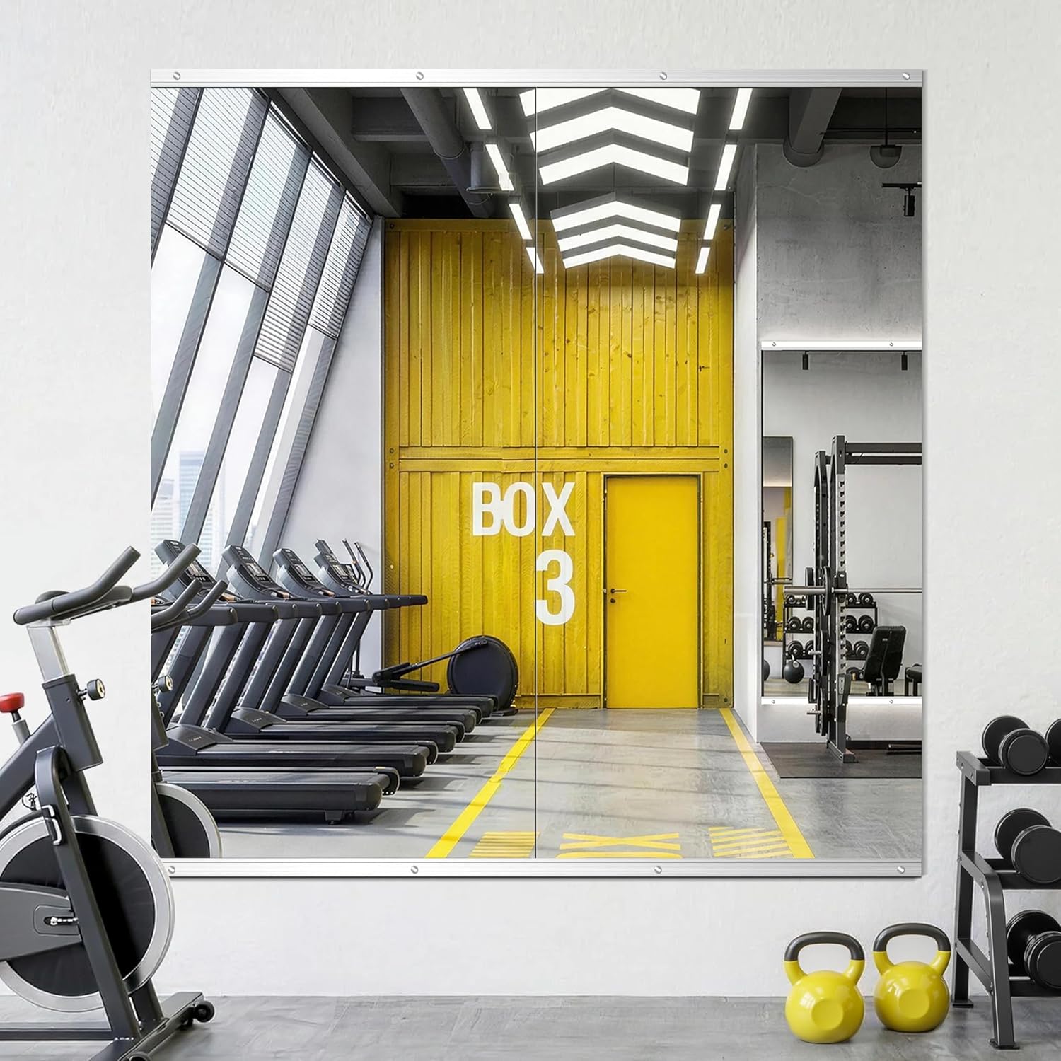 Home Gym Mirror for Wall, 50"x25"-2 PCS Full Length Workout Mirrors, Tempered Glass, HD Reflection, Large Frameless Body Mirror for Home Gym, Garage, Yoga, Dance, Bedroom(Silver)