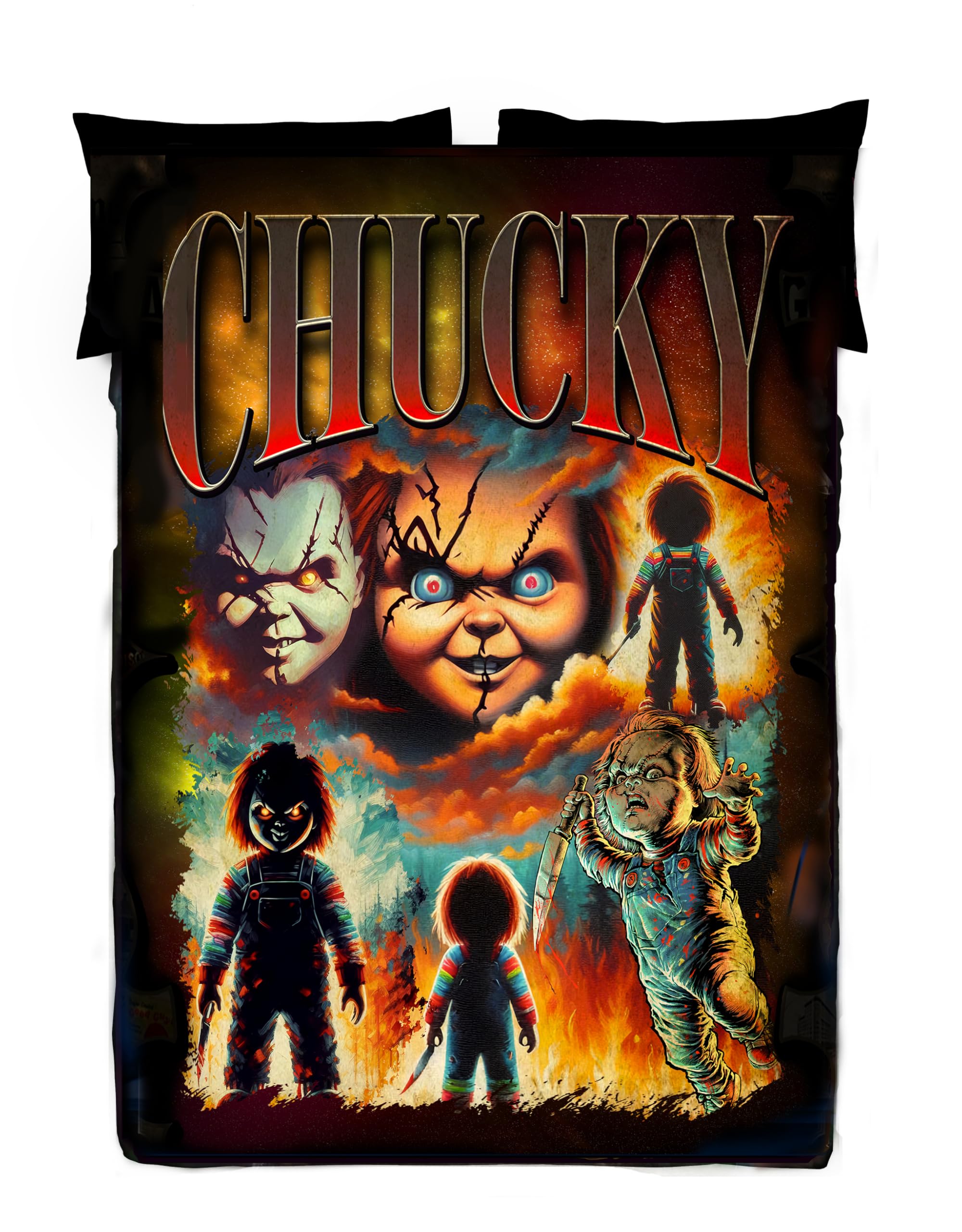 Wild Star Hearts Horror Movie Blanket Chucky Goth Bedroom Decor Polycotton Blanket Throw Adult Cosy Blanket