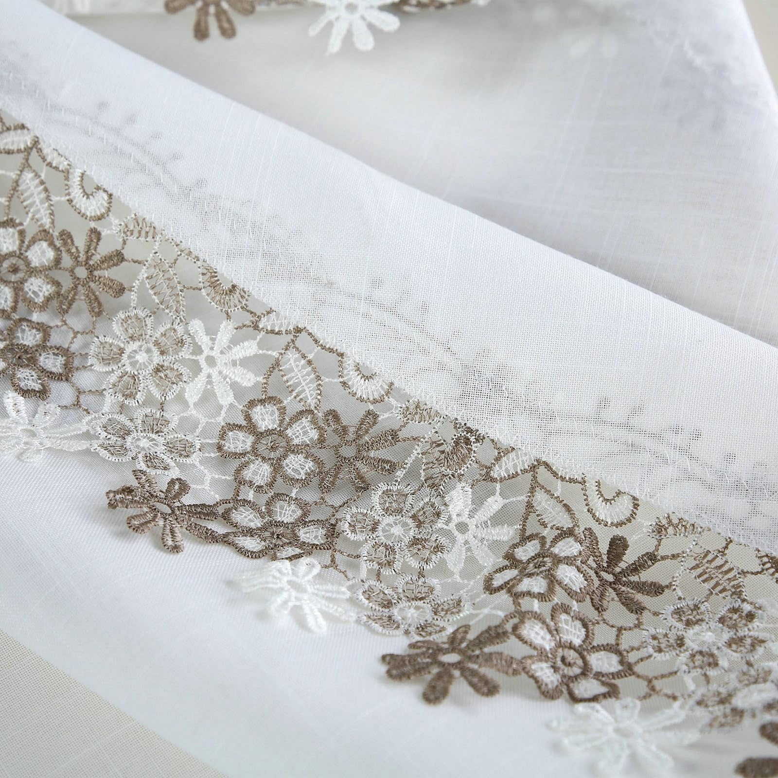 Mantel redondo blanco, flores bordadas manteles de poliéster 150 cm