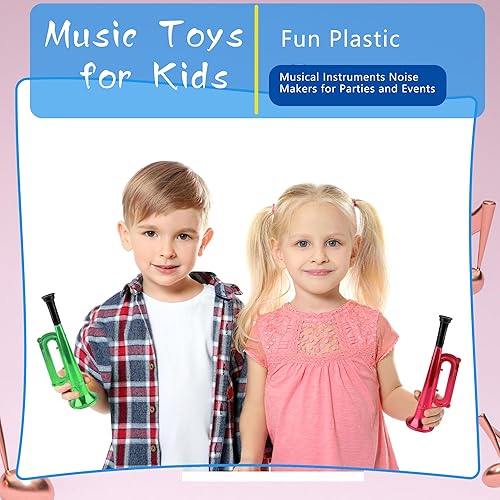 Miniatura 6 de Paquete de 18 instrumentos de trompeta para niños de 7 pulgadas, mini trompeta de cuerno para niños, instrumentos musicales, juguetes educativos