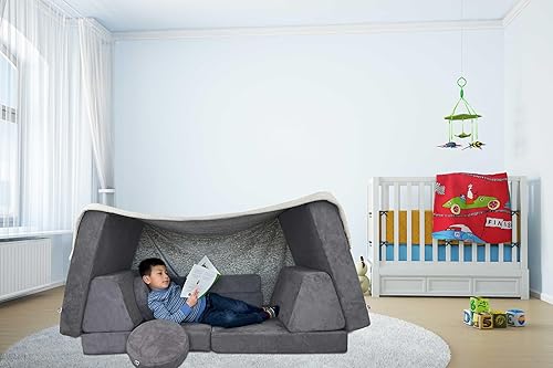 Miniatura 7 de Mod Blox Sofá modular suave de 10 piezas para niños y niñas  Sofá modular para niños pequeños con fundas de microgamuza + cojines de espuma