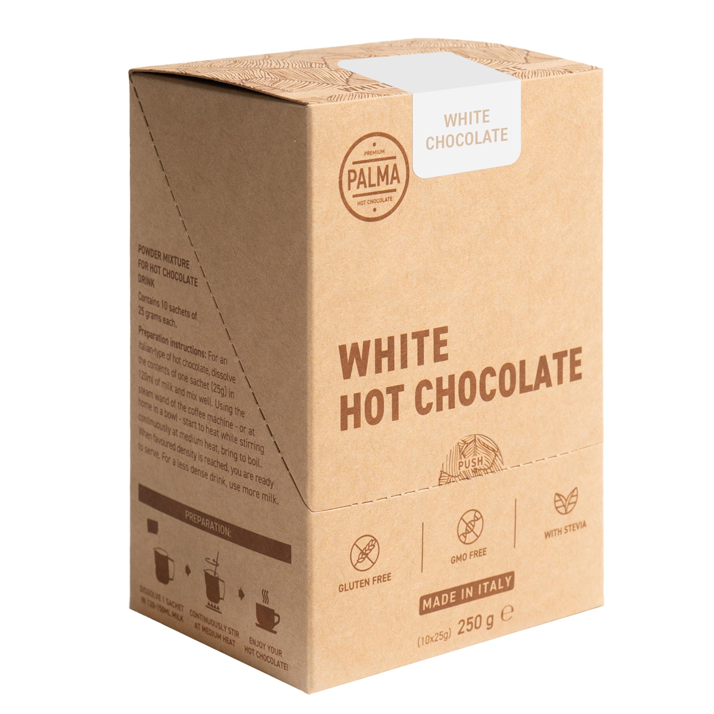 PALMA Italian Hot Chocolate Sachets - White Chocolate | 250g (10 Servings)