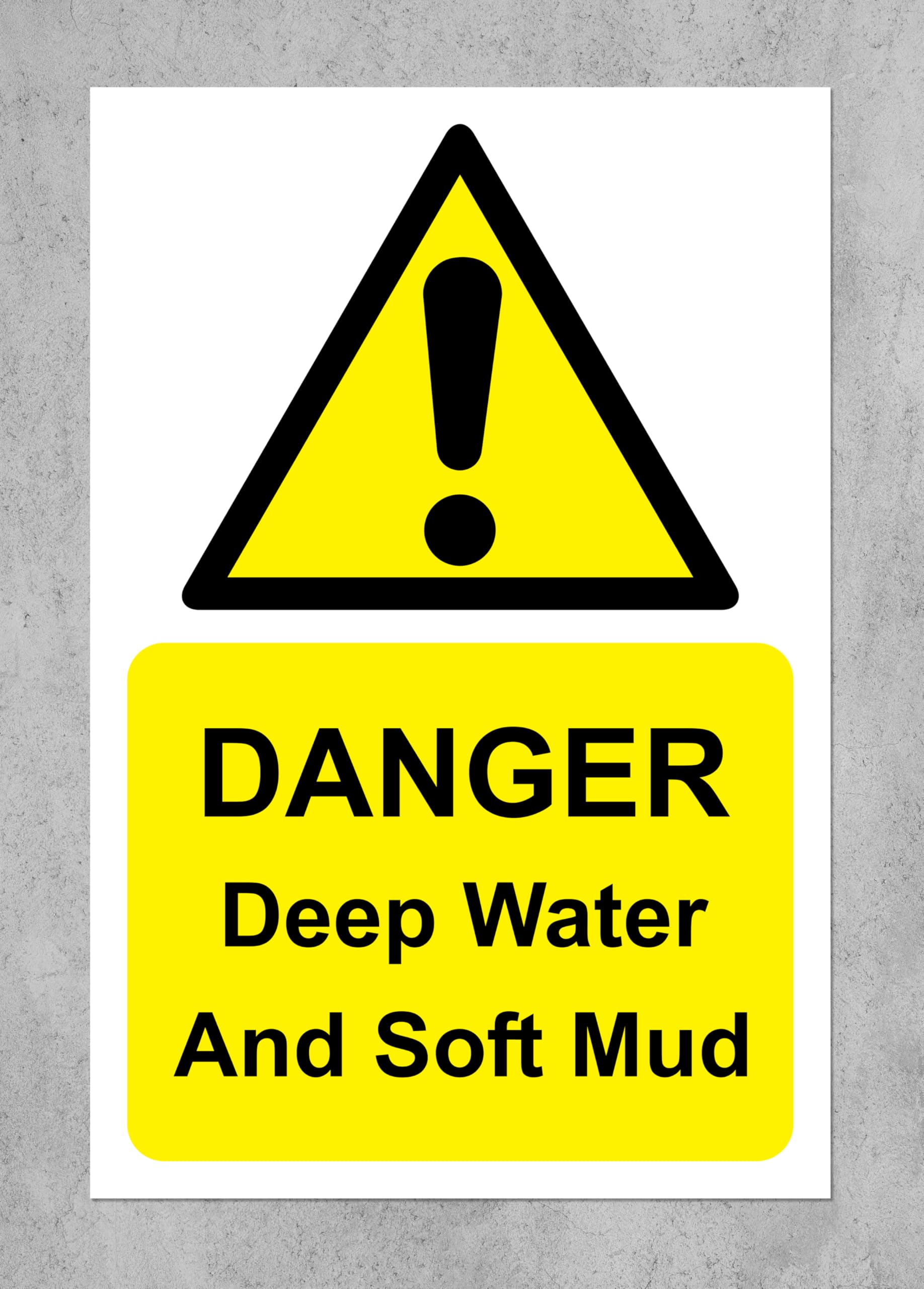 Danger deep water and soft mud safety sign - 3mm Aluminium sign (300mm x 200mm)