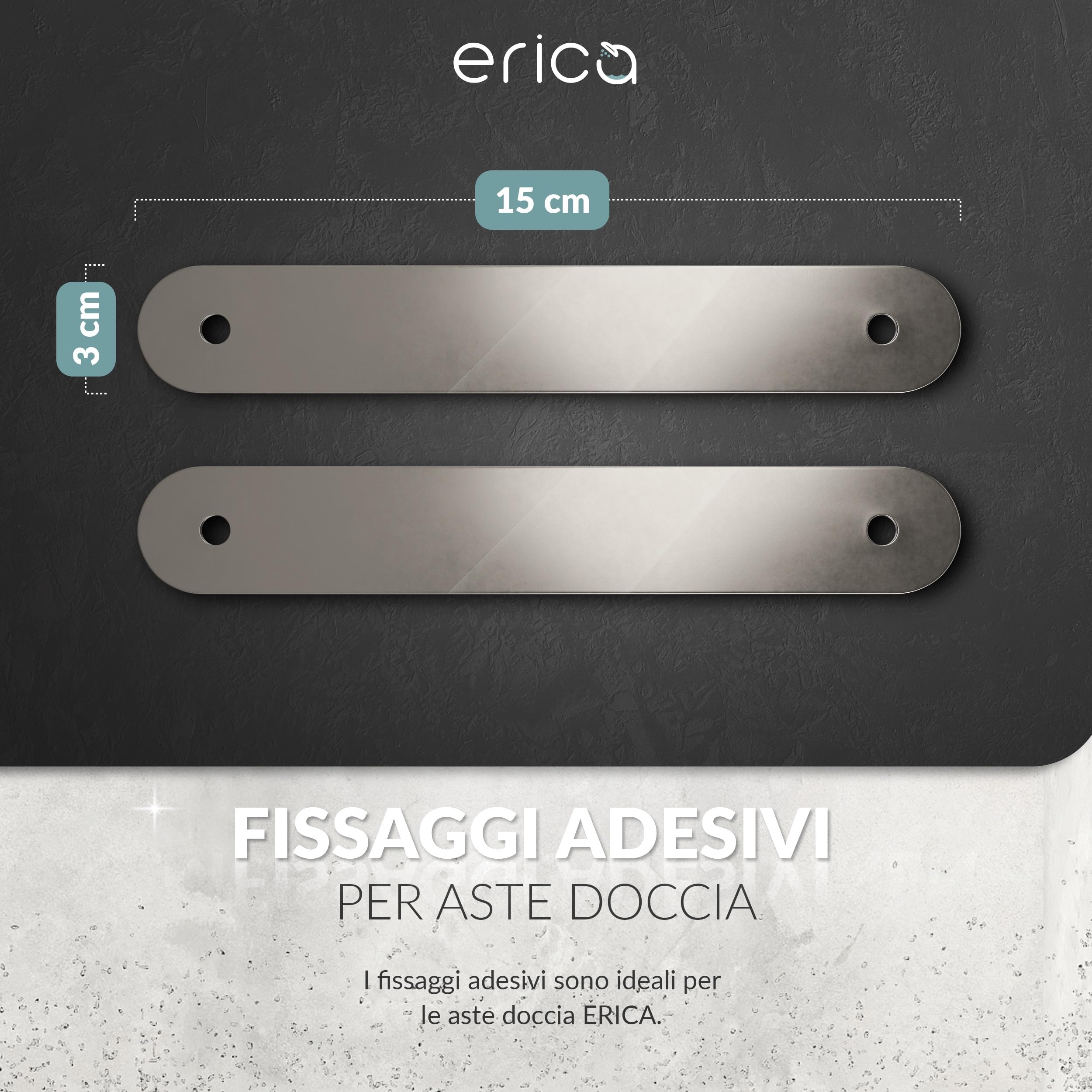 Erica Fissaggio adesivo per asta doccia che rende superfluo la perforazione di fori nelle piastrelle, adesivo i.Universal di i.Glue Systems incluso