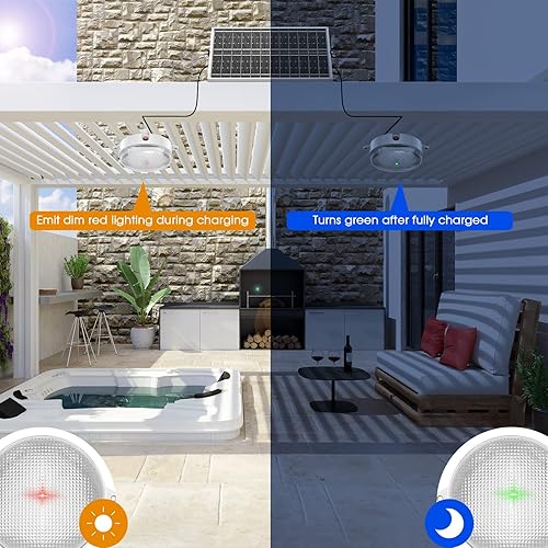 Miniatura 7 de UPONUN Solar Ceiling Lights 2 Pack, Daytime Available 3200K4000K6000K Dimmable Solar Shed Lights with On Off Switch & Remote Control 120LED*2 Solar