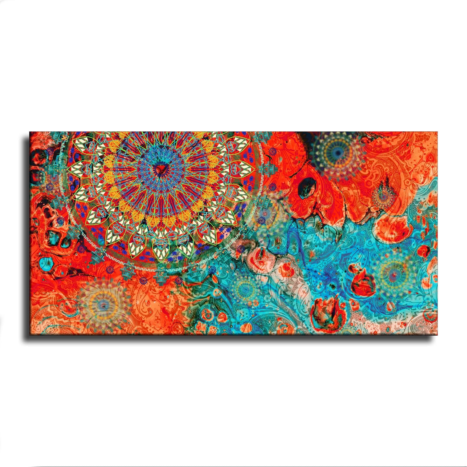 Abstract Tribe Mandala Posters Room Aesthetics Canvas Prints Wall Art Eclectic Home Modern Artwork Living Room Bedroom Decor Gift (framed,8x16inch)