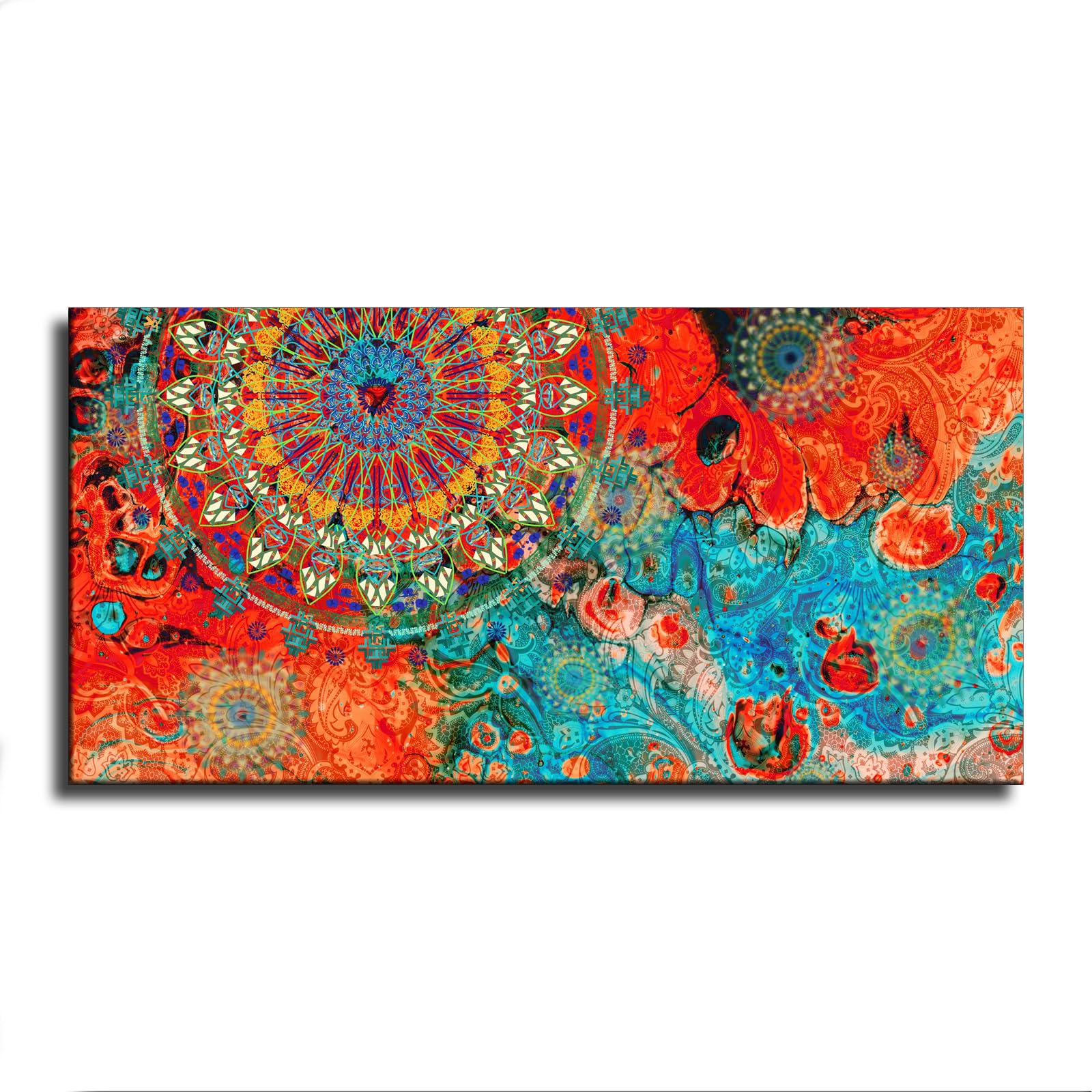 Abstract Tribe Mandala Posters Room Aesthetics Canvas Prints Wall Art Eclectic Home Modern Artwork Living Room Bedroom Decor Gift (framed,8x16inch)