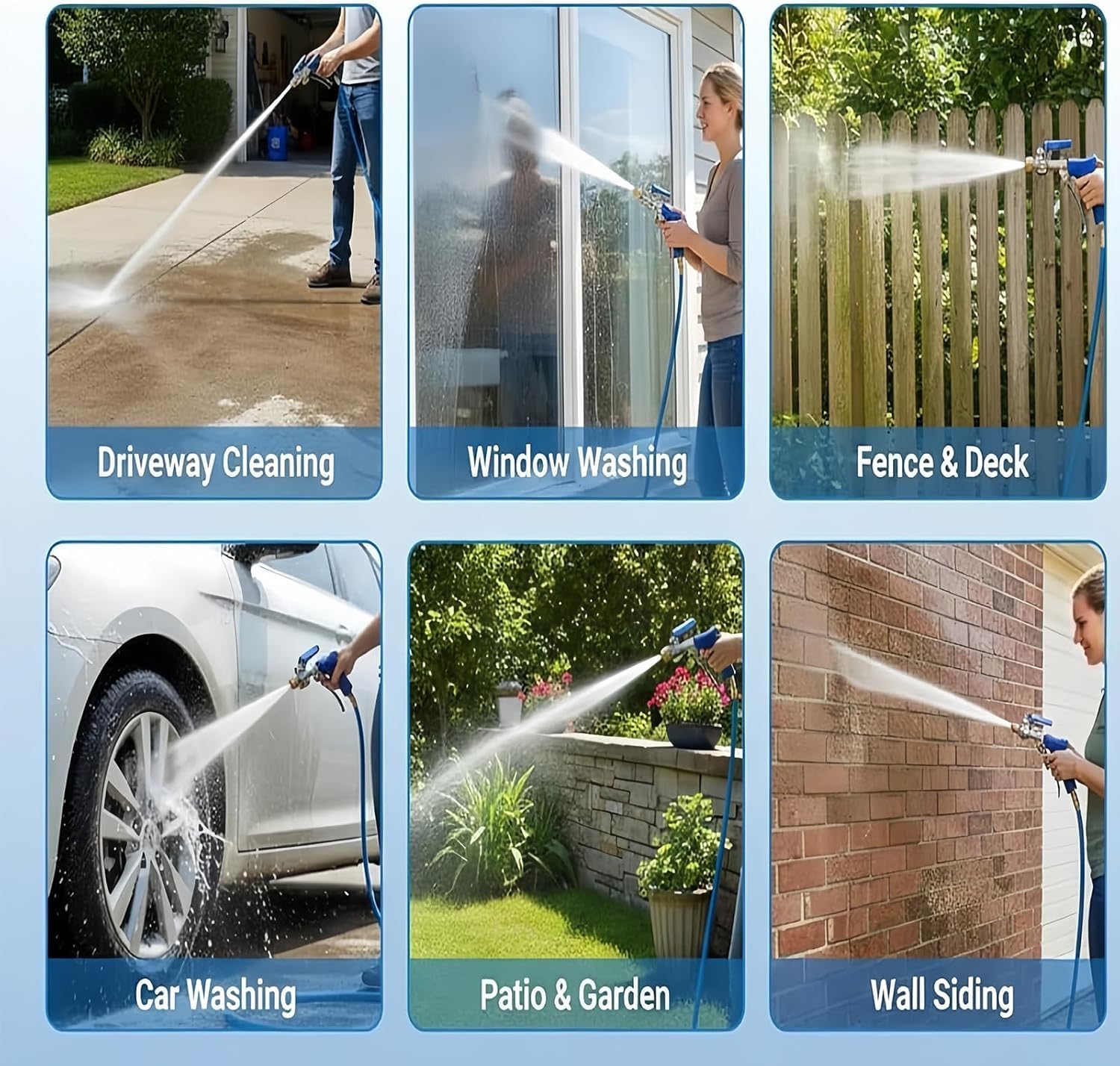 Jethose Pressure Washer, 2026 New Jet Hose Water Pressure, 2 in1 High Pressure Power Washer for House, 2 Nozzles and Quick Connect, for Cars, Patios, Fences, Windows (Blue) — view 5