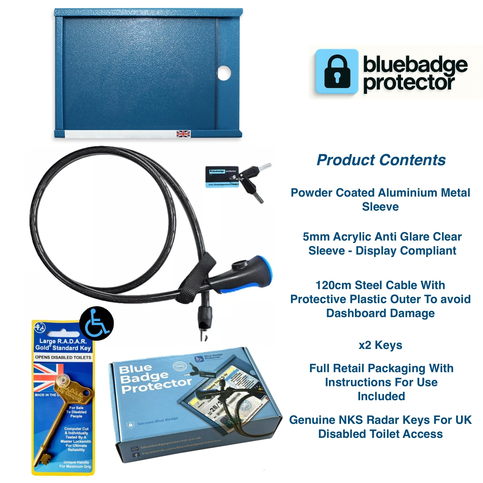 Anti Theft Blue Badge Disabled Holder Lock Security Device for Car & Radar Key for Disabled Toilets Access - Disability Parking & Toilet Access Wallet - Secure Attachment via Steering Wheel - Image 2