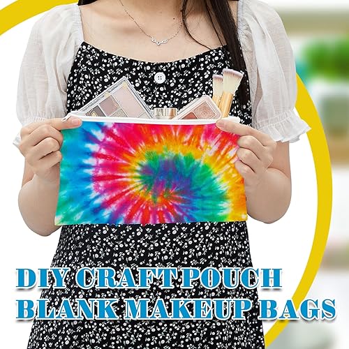 Miniatura 10 de Silkfly 30 bolsas de maquillaje de algodón para teñido anudado, artículos para teñido anudado, bolsa de cosméticos de algodón en blanco, bolsas