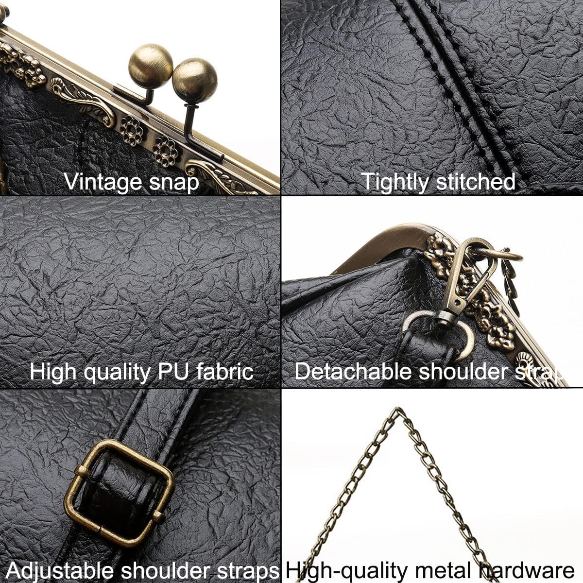 Retro Handbags and Purses for Women Chain Kiss Lock Top-Handle Satchel PU Leather Shoulder Bag Hollow Tote(Pink)
