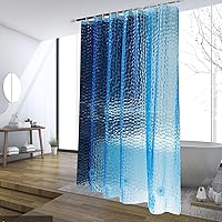 jssablo Blue 3D Water Cube EVA Shower Curtain Liner, 100% Waterproof 72x72 with Bottom Magnets & Rust-Proof Grommets for Stall & Tub