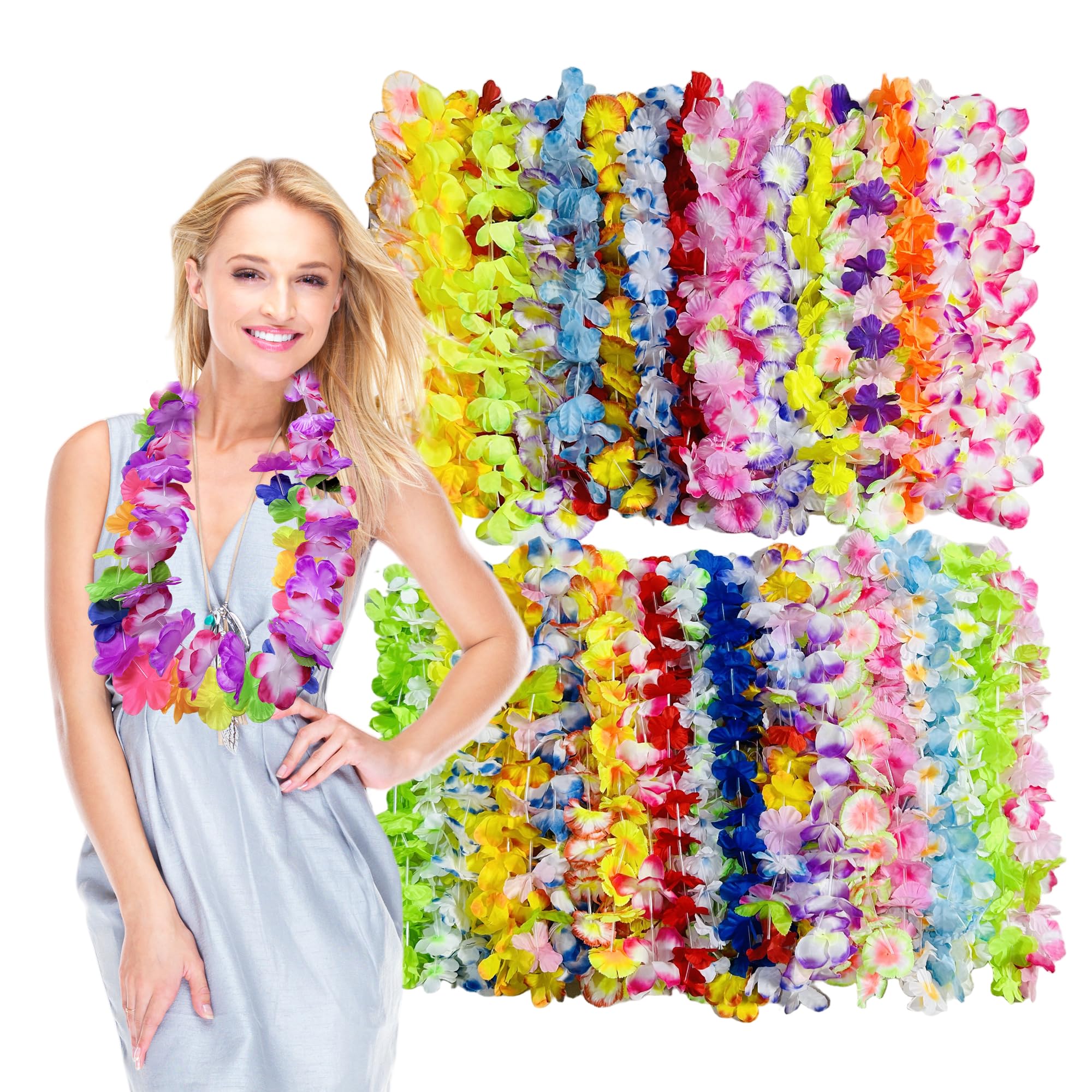Leis Hawaiane Per Feste - 12 Pezzi Colorati Tema Tropicale - Foto 7