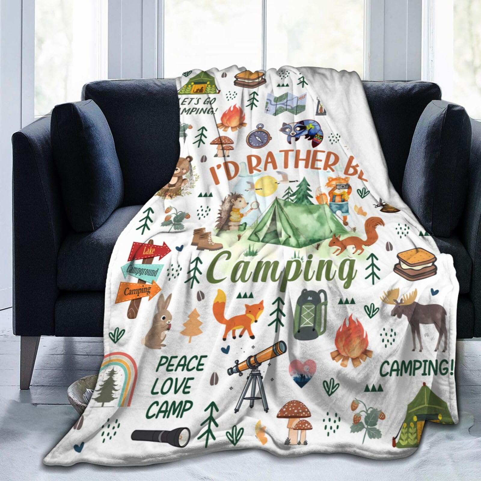 Magazasi Camping Blanket Gifts for Girls Women Ultra Soft Cozy Flannel Throw Blanket Camping Lovers Gift Ideas Campsite Outdoors RV Travel Hiking 50"X40"INCH - Image 2