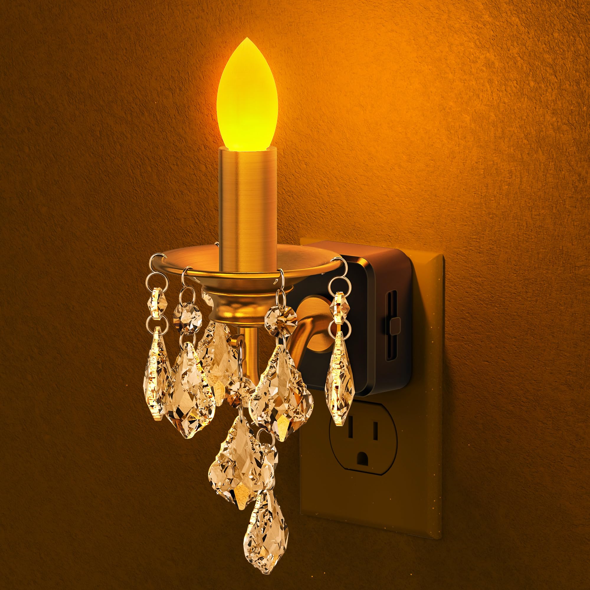 Briignite Chandelier Night Lights Plug into Wall,Amber Night Light Dimmable