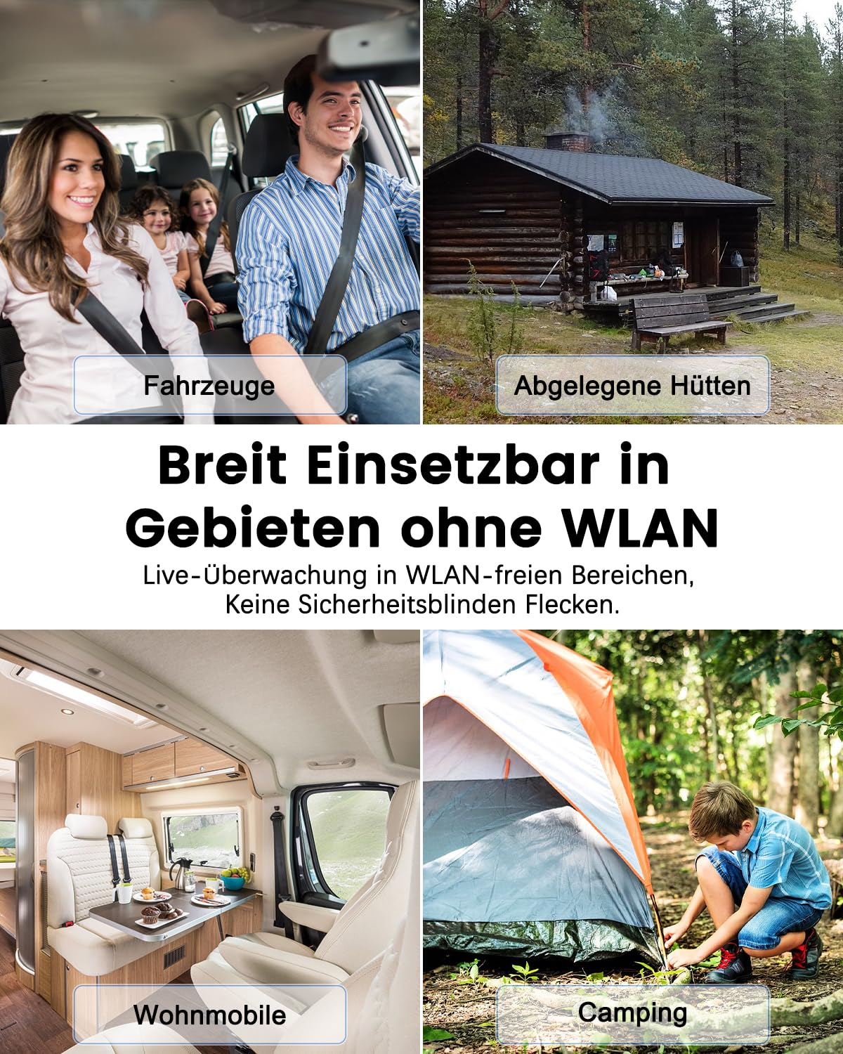 UCOCARE 4G LTE Überwachungskamera mit SIM Karte, Kamera ohne WLAN Kabellos | Überwachungskamera ohne WLAN mit Akku 5200mAh, Tragbar HD Mini Kamera, 160° Blickwinkel, HD Nachtsicht, AI Bewegungserkennung