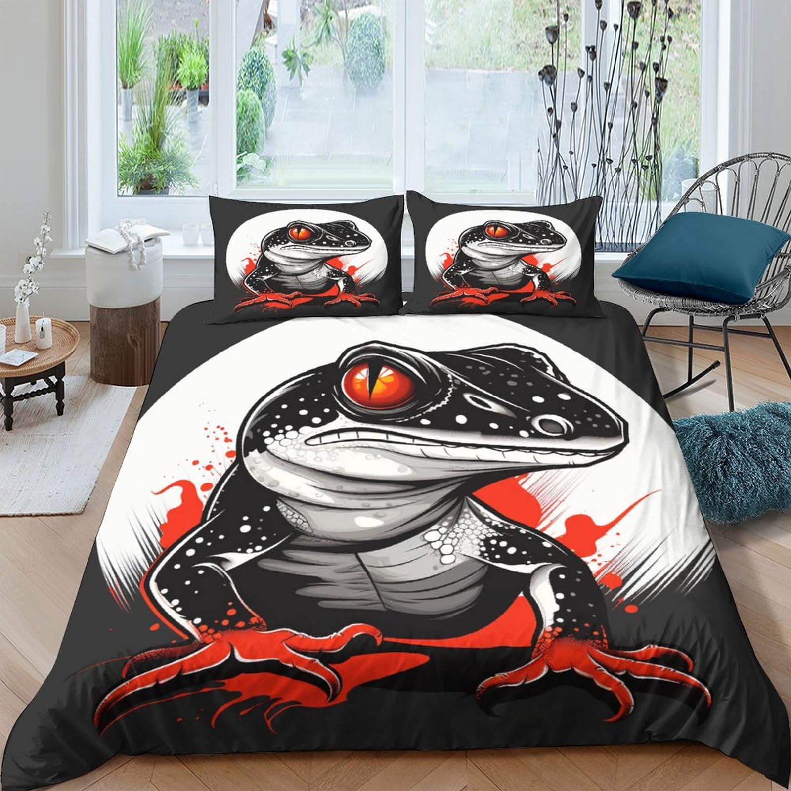 Parure de lit Gecko en microfibre haut de gamme avec housse de couette King Size