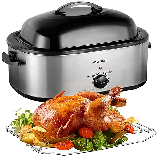 Roaster Oven 22 Quart Electric, Turkey Roaster with Self-Basting Lid Design, Large Stainless Steel Electric Turkey Roaster Oven Fits Turkeys Up to 26LB