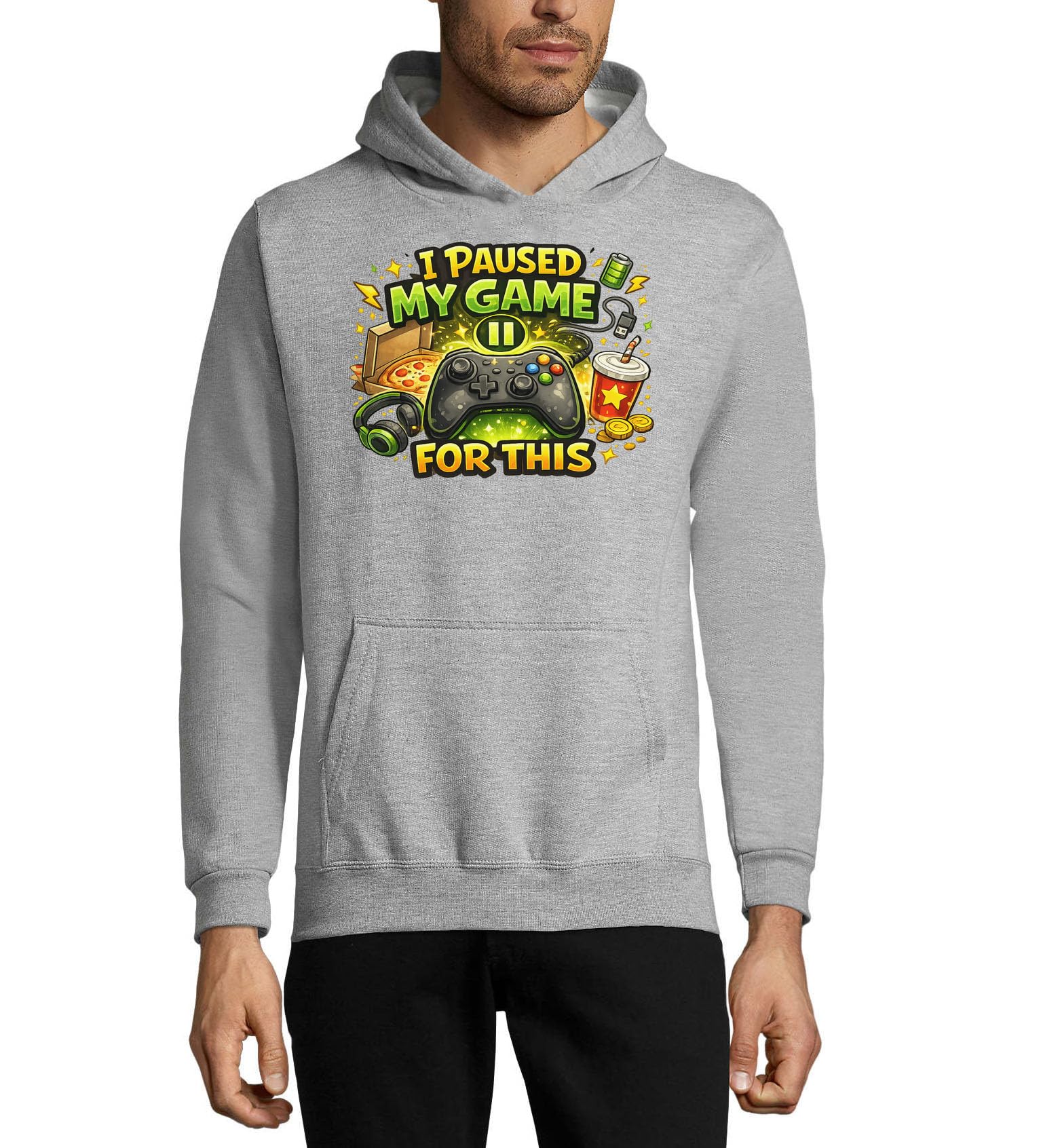 Wstrzymana gra na przerwę na przekąskę unisex mieszanka bawełny bluza z kapturem bluza z kapturem szara