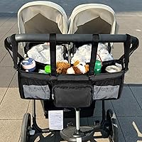 Vista 7 de Organizador doble para cochecito, organizador de cochecito doble compatible con cochecitos dobles Bob Doubles, accesorios para cochecitos de correr