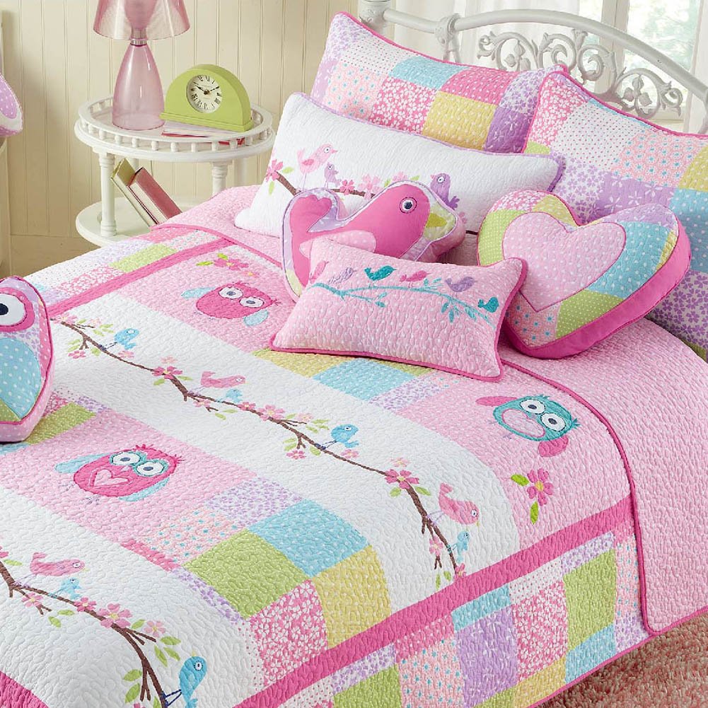 Buy Cozy Line Pink Owl 2 Pcs Quilt Set for Kids/Girls Bedding (Owl