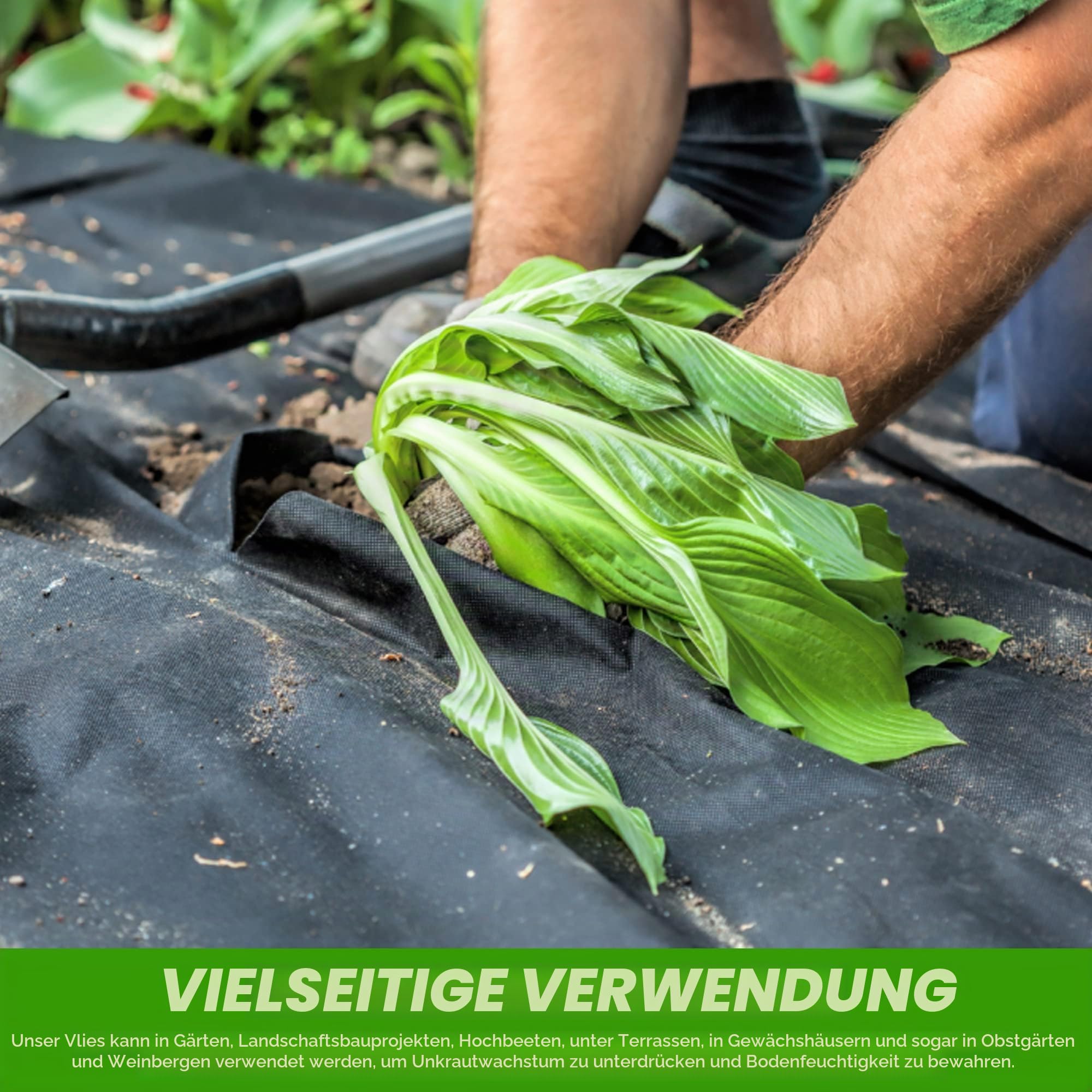 GroundMaster Gartenvlies Wasserdurchlässig (3 m breit x 10 m lang) - Unkrautvlies für Garten, als Bodenvlies, Beetfolie oder Pflanzfolie, leichte 50 g/m² Anti Unkraut Folie, Hochbeet Vlies Plane