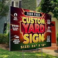 Vista 9 de Paquete de 4 letreros personalizados de 24 x 18 pulgadas con estacas, letreros personalizados para patio al aire libre, letreros corrugados