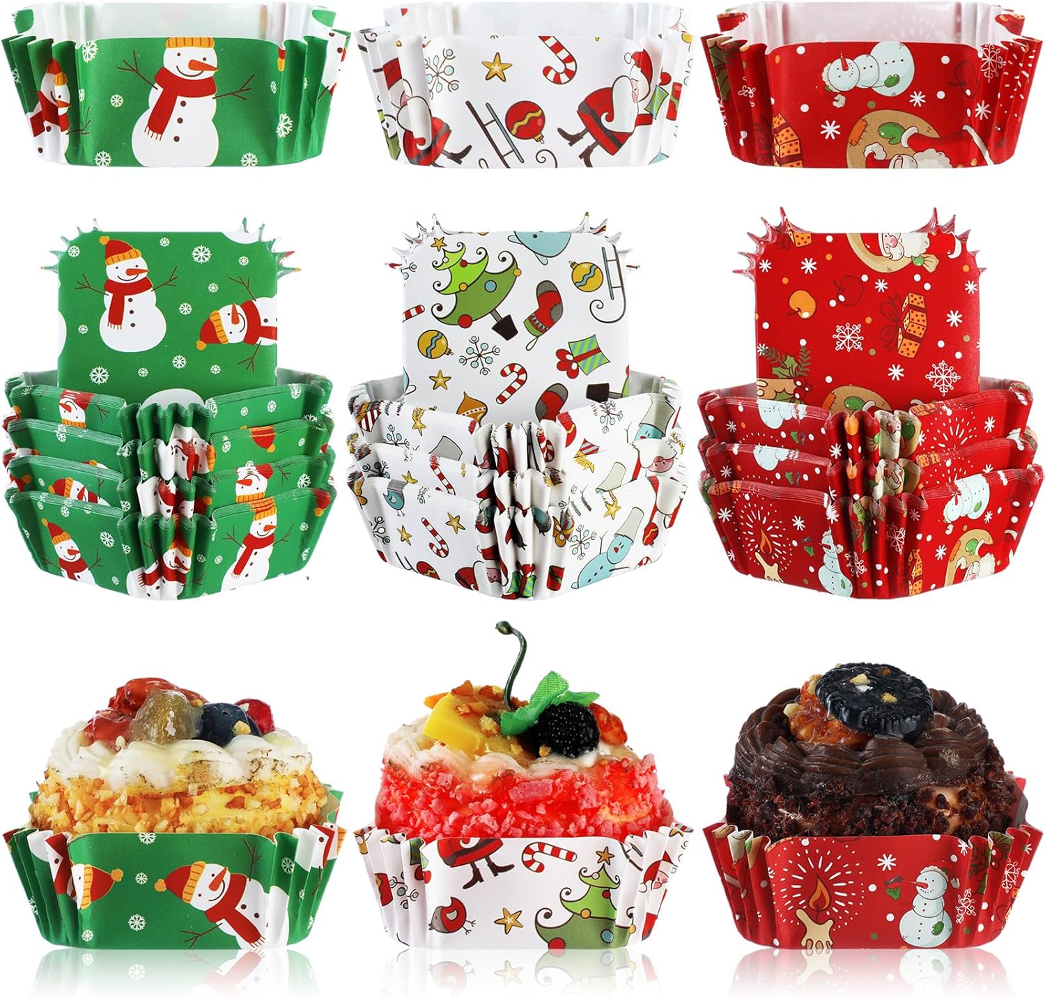 Chivertion 600 Pcs Christmas Square Cupcake Liners 3.15